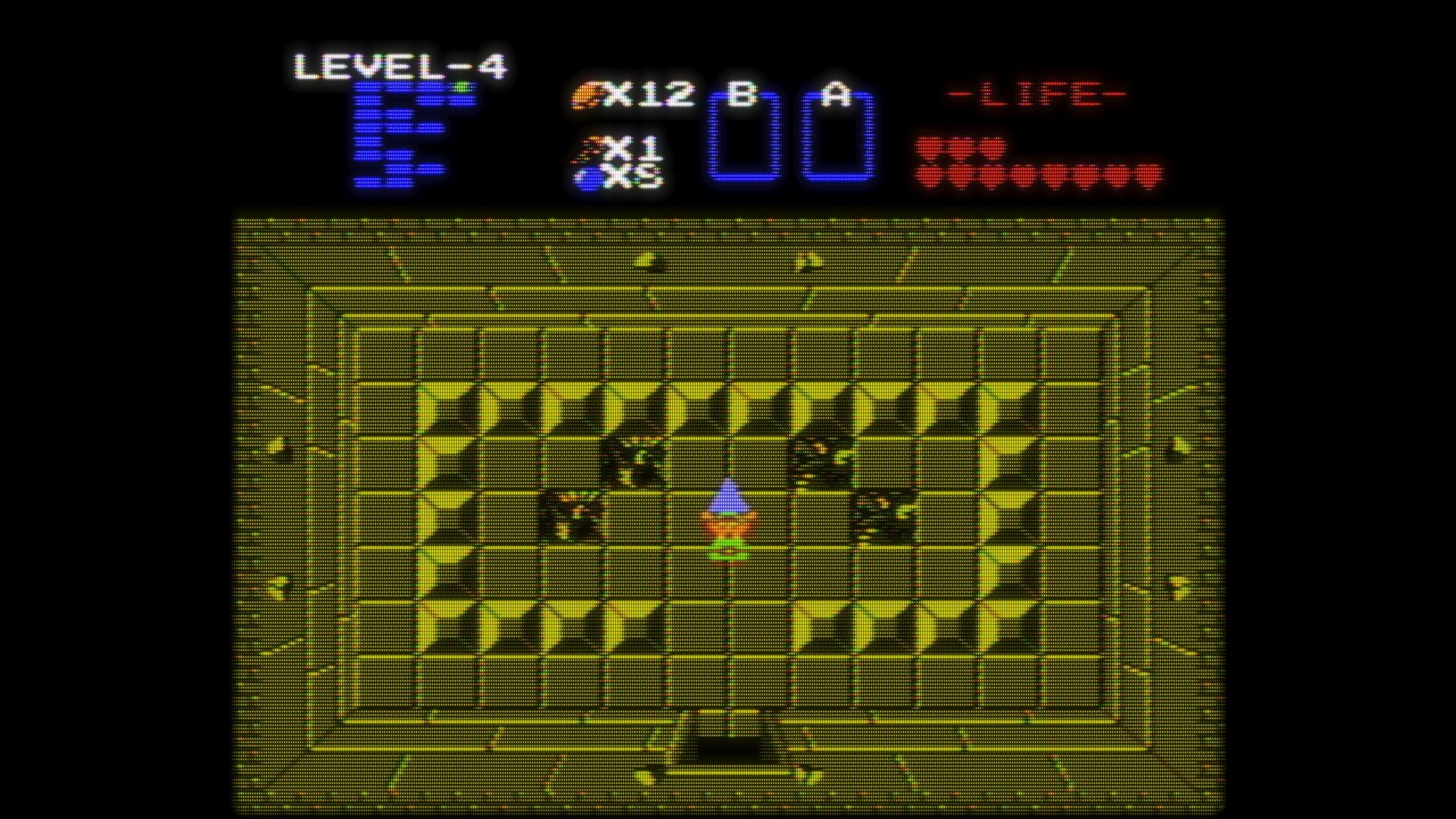 An in-game screenshot of The Legend of Zelda using the CRT Royale NTSC 320px Composite shader on RetroArch